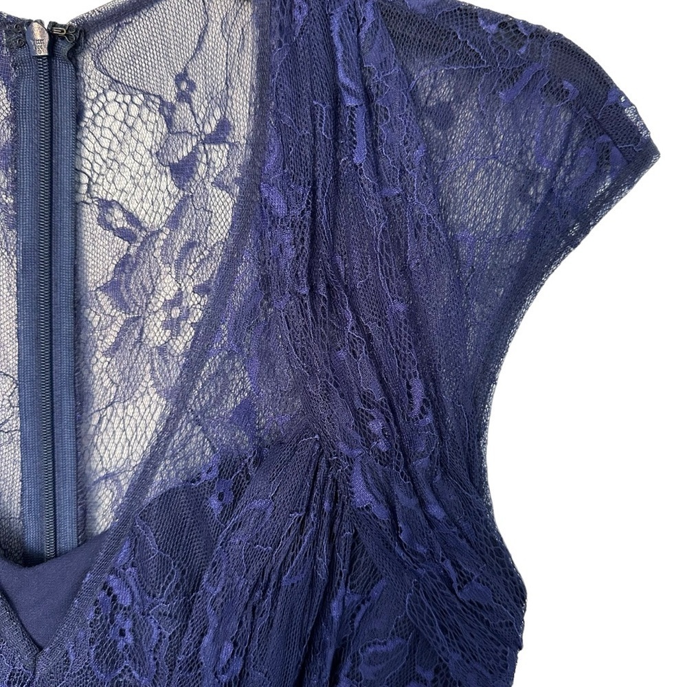 LAURA PETITE ROYAL BLUE V-NECK RHINESTONE DETAIL PROM FORMAL EVENING GOWN SIZE 4 - Picture 11 of 16